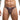 Man wearing a patterned LIPS men's underwear on a white background