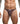 Man wearing a patterned LIPS men's underwear on a white background