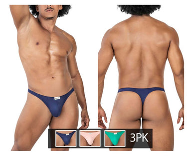 Mens 3PK Autralian Latin Thongs Clever 100007 - Clever_100007_Green - Pink - Blue_S - 2