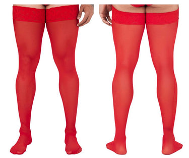 Thigh Highs - Mens Mesh Thigh Highs CandyMan 99533 - Only Size - Red - CandyMan_99533_Red_Only Size - CandyMan - 1