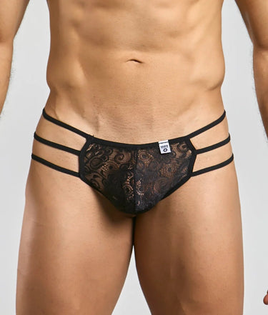MOB Men's Lace Pouch Thong-MBL10-Black-SM-1