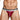 Close-up of male model wearing burgundy bikini underwear with silver and black waistband from the Malebasics Men's Bikini collection.