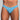 Man wearing a blue lace underwear set on a white background