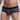 Man wearing black underwear with white pattern on a white background