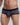 Man wearing black underwear with white pattern on a white background