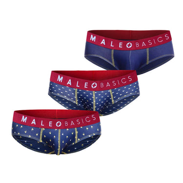 MaleBasics 3 - Pack Brief Prints Marine - MBT03 - Marine - L - 3