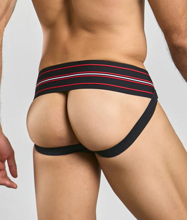 Men 3" Wide Classic Jockstrap-MBL100-Black-S-3