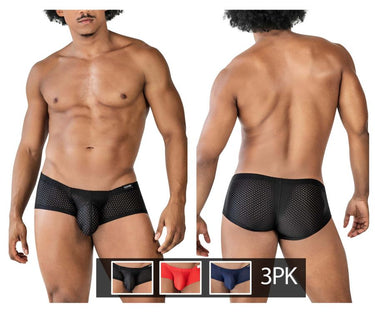 Mens 3PK Autralian Latin Trunks Clever 229947 - Clever_229947_Black - Red - Blue_S - 2