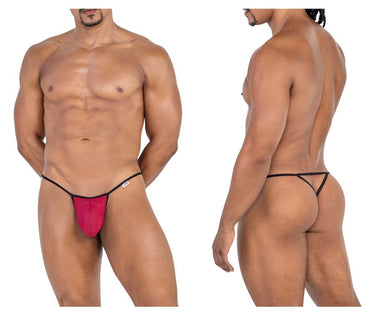 Mens Mesh G - String Thongs CandyMan 99795 - CandyMan_99795_Burgundy_S/M - 2