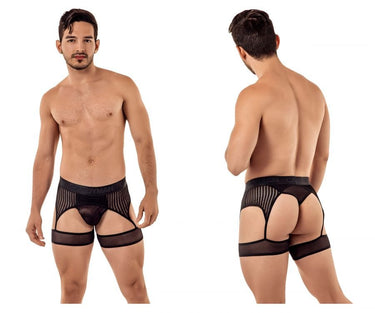 Thong - Mens Stripes Gaterbelt Thongs CandyMan 99403 - S - Black - CandyMan_99403_Black_S - CandyMan - 2