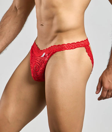 MOB Men's Lace Jockstrap-MBL12-Red-SM-3