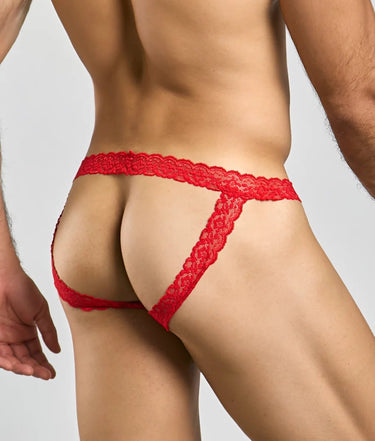 MOB Men's Lace Jockstrap-MBL12-Red-SM-2